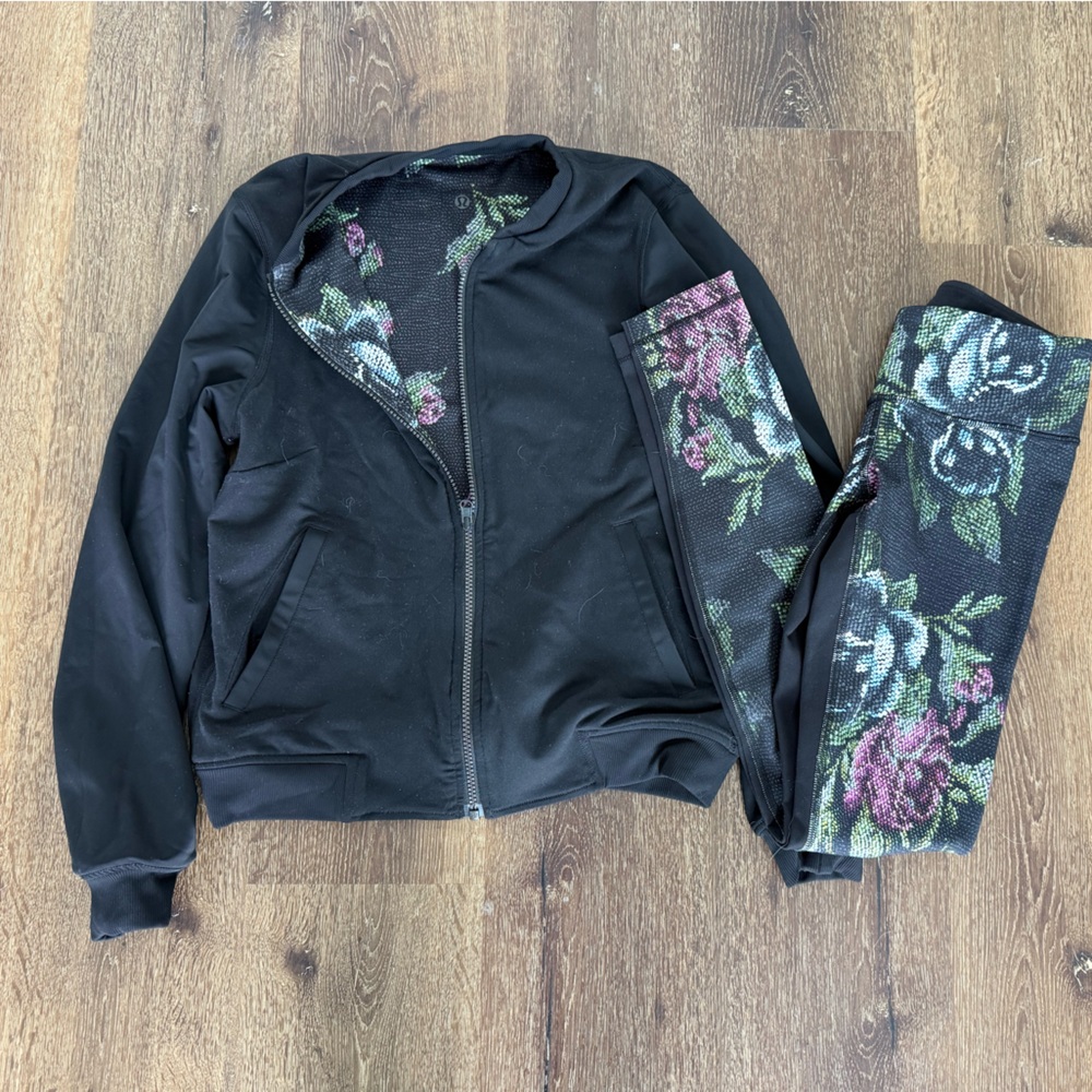 Lululemon garden party reversible jacket and leggings set